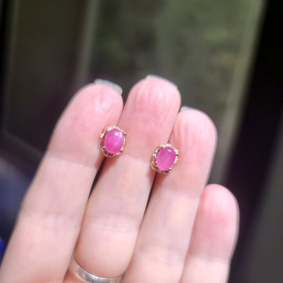 2k Star Ruby Rosegold solitaire studs - Picture 8 of 8